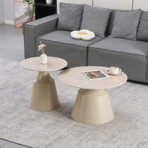 Sculpt coffee tables Argos The Classic set of 2 cappuccino metal-sintered stone in traverten look