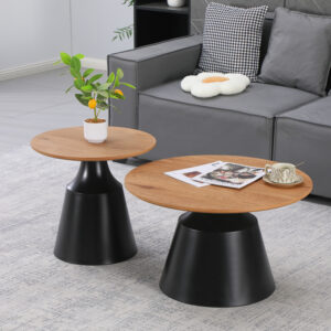 Parquet Argos The Classic coffee tables set of 2 black metal- mdf in natural shade