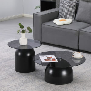 Coffee tables Barel Argos The Classic set of 2 black metal-black smoke glass
