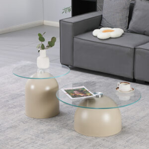 Coffee tables Barel Argos The Classic set of 2 cappuccino metal- clear glass