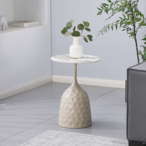 Side table Amphora Argos The Classic cappuccino metal-marble-look travertine D40x60cm