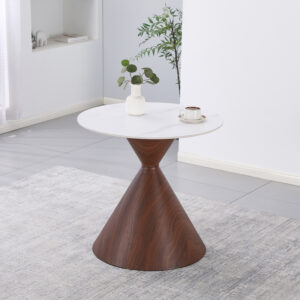 Horas Argos The Classic table, brown metal - travertine with marble effect, D80x75cm