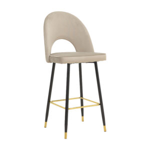 Medium height bar stool Casenio Argos The Classic beige velvet-black leg with gold metal 48x50x107cm