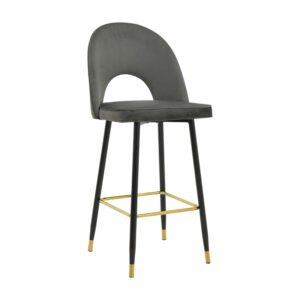 Medium height bar stool Casenio Argos The Classic anthracite velvet-black leg with gold metal 48x50x107cm