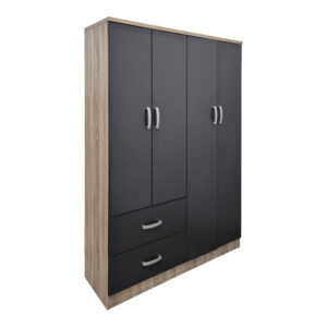 Four-door wardrobe with 2 drawers Athos Argos The Classic anthracite-sonoma 120.5x42x181cm