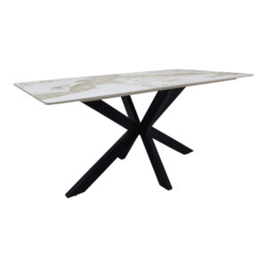 Table Bethan Argos The Classic sintered stone-metal white marble look-black 160x80x75cm