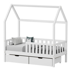 Children's bed Bendina Montessori type with 2 drawers Argos The Classic pine wood in white 90x190cm