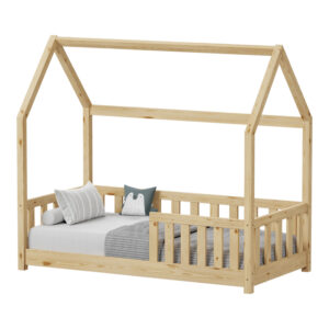 Children's bed Bambie with railing Montessori Argos The Classic pine wood in natural shade 70x140cm