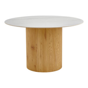 Sikulu Argos The Classic mdf oak table - white travertine finish D125x77cm