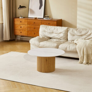 Sikulu Argos The Classic mdf oak table - white travertine finish D80x40cm