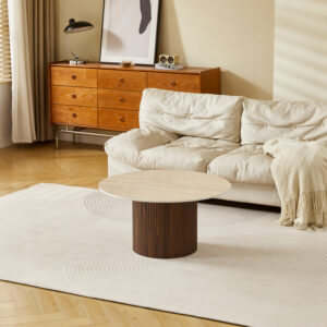 Sikulu Argos The Classic mdf walnut table - beige travertine finish D80x40cm