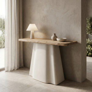 Console table Loberta Argos The Classic fir wood-mdf in natural-ecru color 120x38x81cm