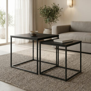 Masuta Argos The Classic coffee tables 2 pcs. mdf black with marble effect-black metal