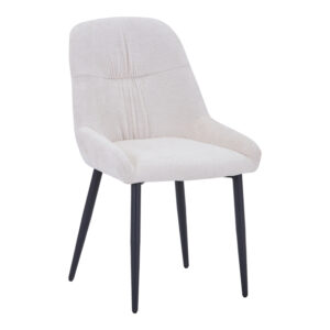 Larissia Argos The Classic chair white velvet fabric with black metal leg 53x59x89cm