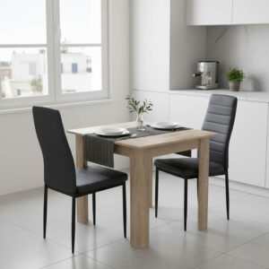 Dining table set of 3 pieces Manka-Parker Argos The Classic madf in black-sonoma color 80x80x77cm