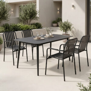 Dining set Heven Vista Argos The Classic set of 5 pices black aluminum 120x70x72cm