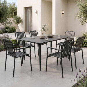 Dining set Heven Vista Argos The Classic set of 7 pices black aluminum 120x70x72cm