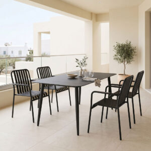 Dining set Heven Vista Argos The Classic set of 5 pices black aluminum 150x80x72cm