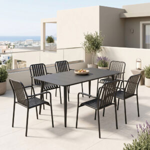 Dining set Heven Vista Argos The Classic set of 7 pices black aluminum 150x80x72cm