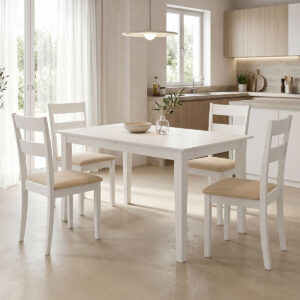 Dining set Dallan Mabor Argos The Classic 5pcs white rubberwood 120-150x80x73.8cm