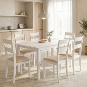 Dining set Dallan Mabor Argos The Classic 7pcs white rubberwood 120-150x80x73.8cm