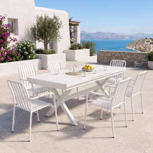 Dining set Dagyn Vista Argos The Classic set 7pcs white aluminum 180-240x90x76cm