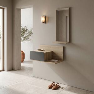 Miranda Argos The Classic entrance furniture with mirror in sonoma-anthracite shade 60x30x89.5cm