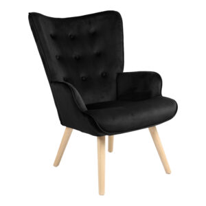 Armchair Fluffy Argos The Classic velvet fabric black-natural color leg 75x69x96cm