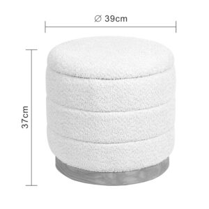 257 000049 3 Stool-trunk Pelen Argos The Classic white teddy fabric with natural color mdf base D39x37cm