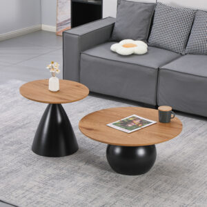 Coffee tables Caple Argos The Classic set of 2 black metal- mdf in natural shade