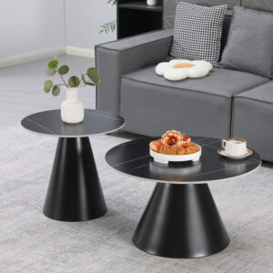 Duoma Argos The Classic coffee tables set of 2 black metal - black marble