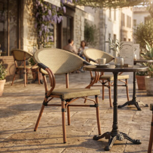 Armchair Isaia Argos The Classic walnut aluminum-textilene gold 57x57x83cm