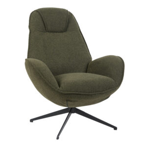 Armchair rotating Flago Argos The Classic boucle fabric olive green 85x88x103.5cm