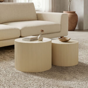 Set of 2 pieces coffee tables Ponty Argos The Classic mago wood in travertine look