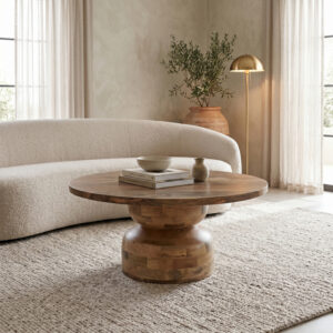 Table Zoulen Argos The Classic natural color walnut mango wood Φ80x40cm