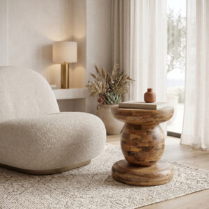 Side table Zanze Argos The Classic walnut color mango wood Φ40x50cm