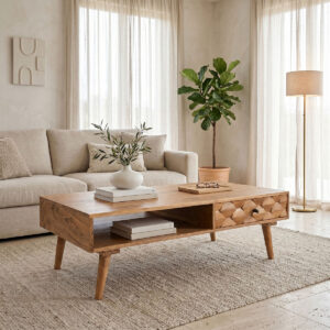 Coffee table Kaldio Argos The Classic solid acacia wood in natural color 120x60x40cm