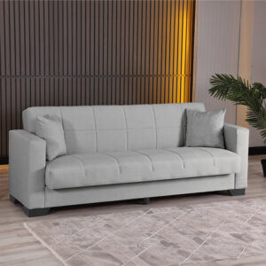 3-seater sofabed Vox Argos The Classic with storage space light grey fabric 210x84x83cm