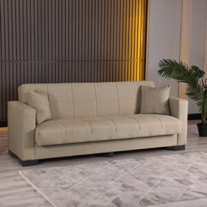 3-seater sofabed Vox Argos The Classic with storage space beige fabric 210x84x83cm