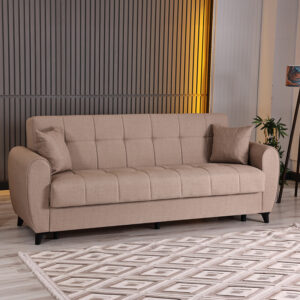 3-seater sofabed Lincoln Argos The Classic with storage space beige fabric 226x84x93cm
