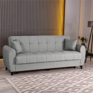 3-seater sofabed Lincoln Argos The Classic with storage space light grey fabric 226x84x93cm