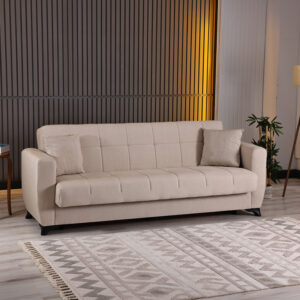 3-seater sofabed Modesto Argos The Classic with storage space cream fabric 213x84x86cm