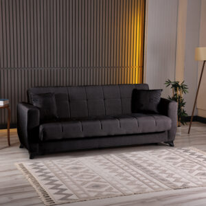 3-seater sofabed Modesto Argos The Classic with storage space black fabric 213x84x86cm