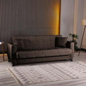 3-seater sofabed Modesto Argos The Classic with storage space brown fabric 213x84x86cm
