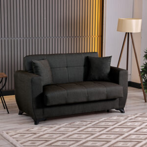 2-seater sofabed Modesto Argos The Classic with storage space black fabric 153x84x86cm