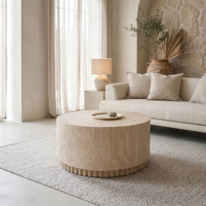 Tierra Argos The Classic coffee table, travertine look MGO, D75x37cm