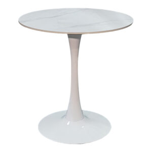 Balou Argos The Classic table sintered stone in white marble look-white metal base D90x73cm