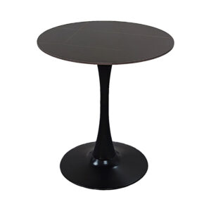 Balou Argos The Classic table sintered stone in black marble look-black metal base D90x73cm