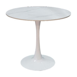 Balou Argos The Classic table sintered stone in white marble look-white metal base D120x73cm