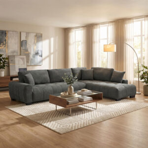 Corner sofa Vaneto Argos The Classic left corner anthracite fabric 298x208x85cm